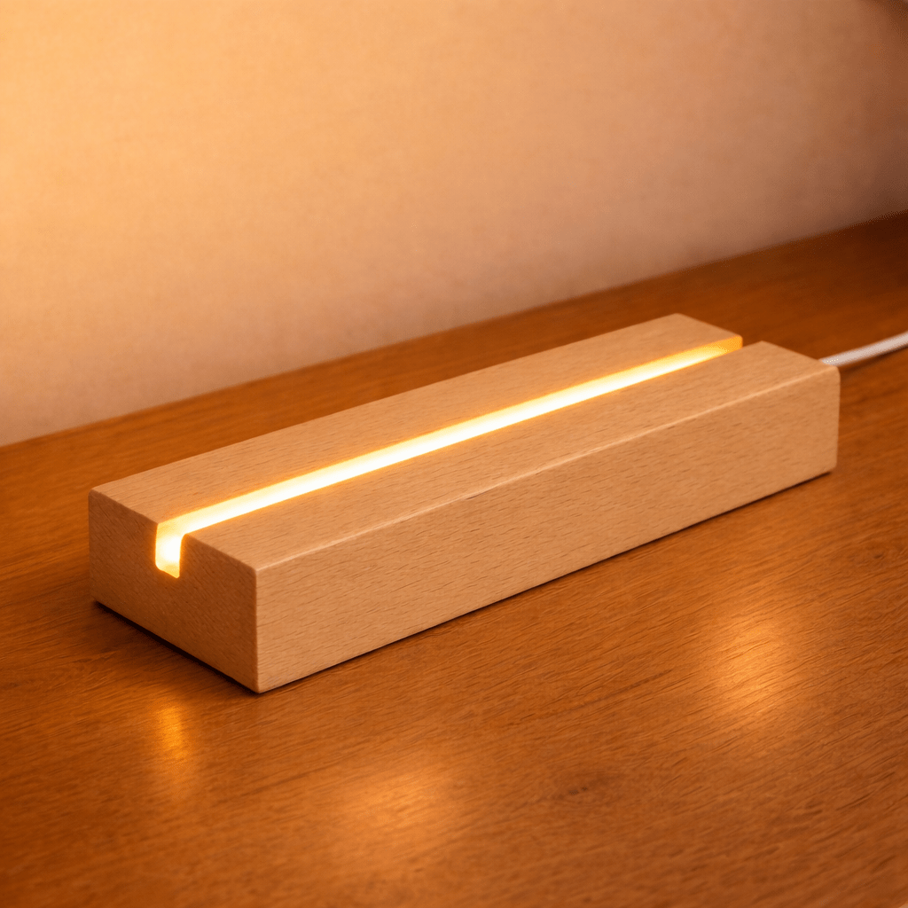 Drewniana podstawka + LED - idamell.com