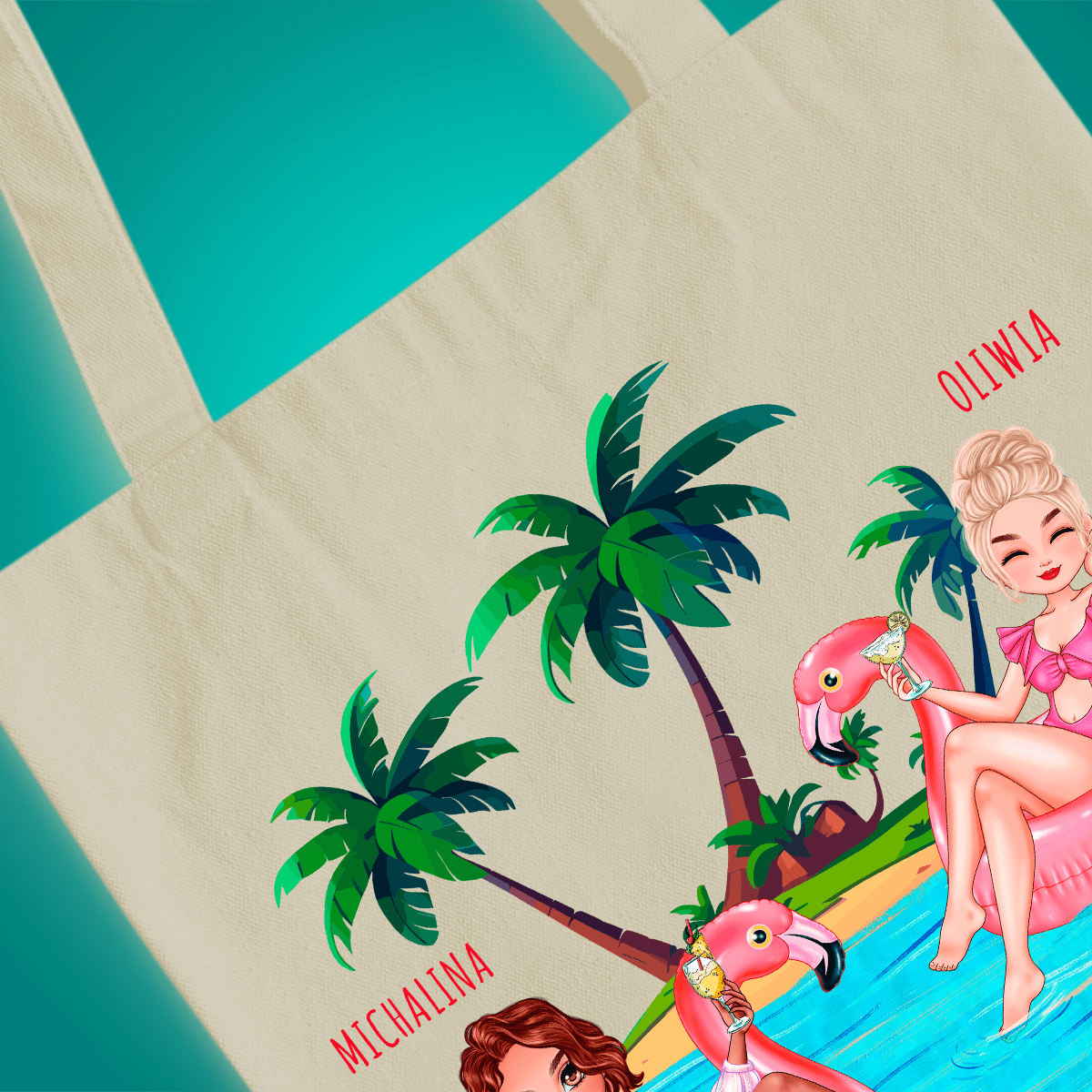 Materiałowa torba shopper z własnym nadrukiem BESTIES FOREVER - spersonalizowany prezent dla przyjaciółki - idamell.com