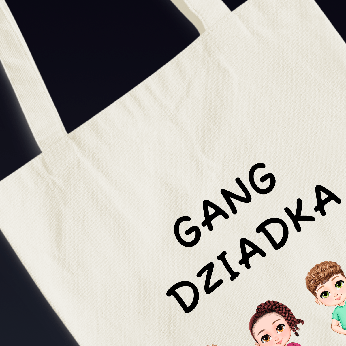 Materiałowa torba shopper z własnym nadrukiem GANG DZIADKA - spersonalizowany prezent dla dziadka - idamell.com