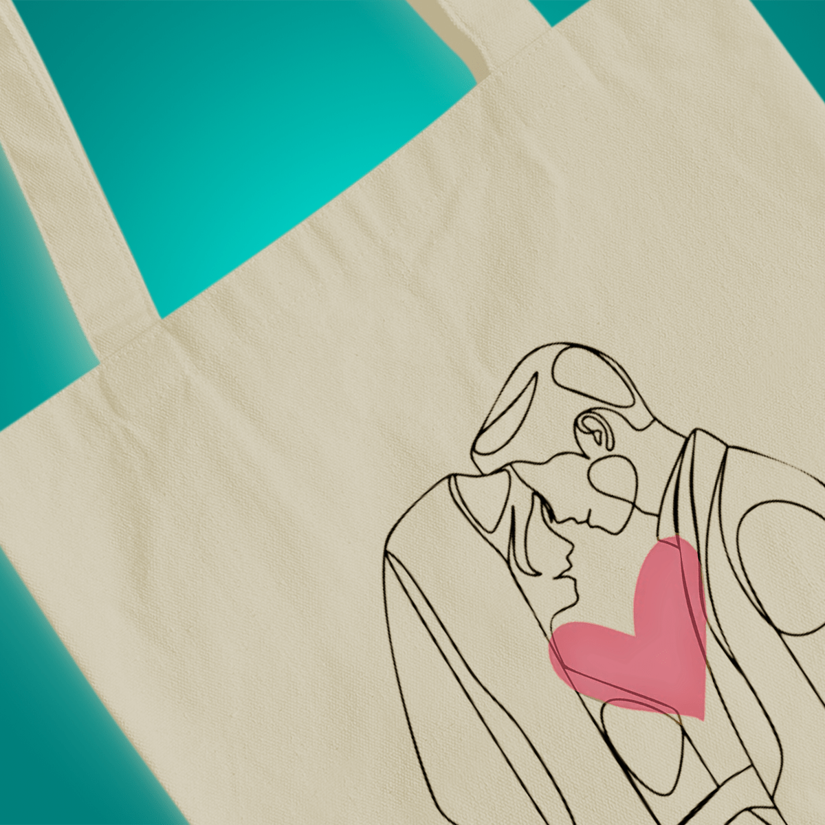 Materiałowa torba shopper z własnym nadrukiem PARA + DATA - spersonalizowany prezent dla pary - idamell.com