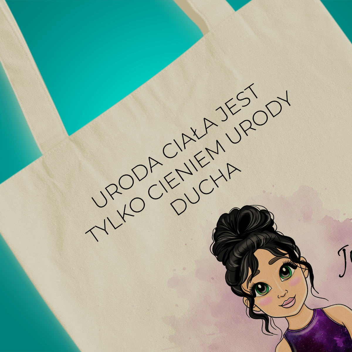 Materiałowa torba shopper z własnym nadrukiem YOGA - spersonalizowany prezent dla niej - idamell.com