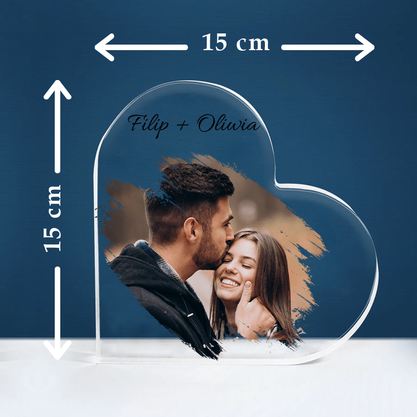 Zdjęcie pary na szkle - Szklane serce, spersonalizowany prezent dla pary - idamell.com