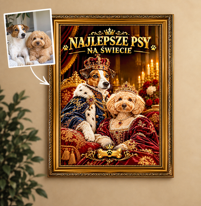 Portret ze zdjęcia na płótnie Dwa pupile — prezent dla psiarza