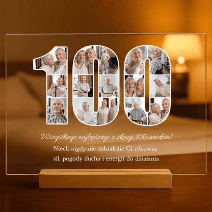 100 lat! - Druk na szkle, spersonalizowany prezent dla niego - idamell.com