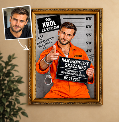 Portret ze zdjęcia na płótnie Portret w stylu kartoteki — prezent dla mężczyzny