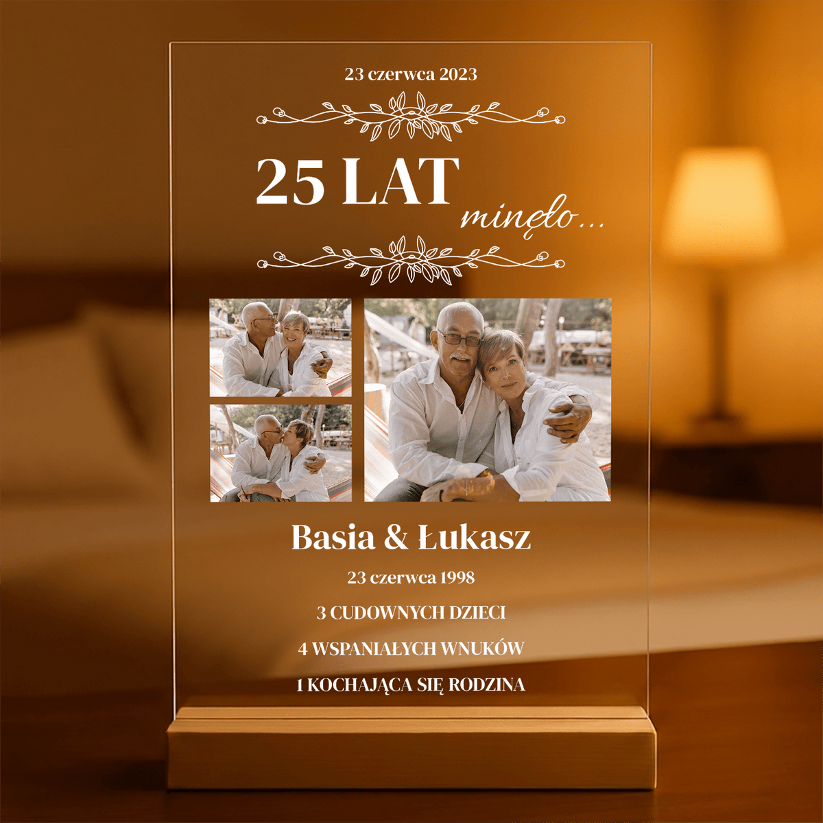 25 lat minęło - Druk na szkle, spersonalizowany prezent dla pary - idamell.com