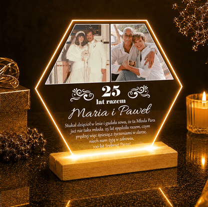 25 lat razem 2 zdjęcia + życzenia - Druk na szkle, spersonalizowany prezent dla pary - idamell.com