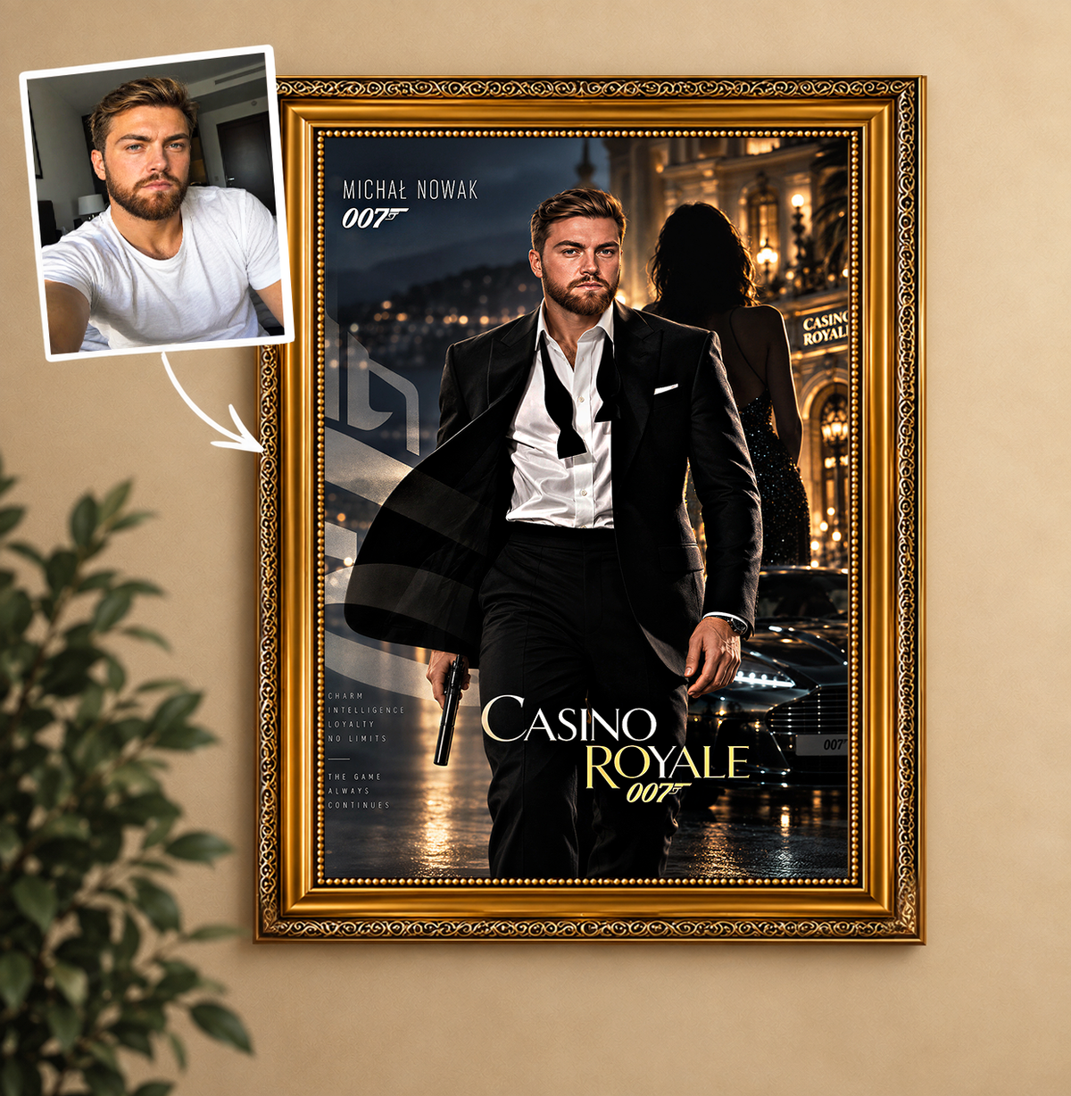 Portret ze zdjęcia na płótnie Bond 007 — prezent dla mężczyzny