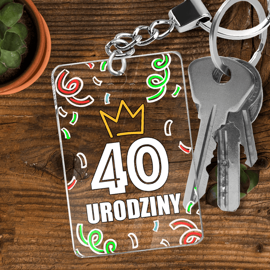 40 urodziny - brelok do kluczy, spersonalizowany prezent na urodziny - idamell.com