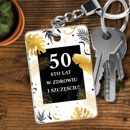 50 lat - brelok do kluczy, spersonalizowany prezent na urodziny - idamell.com