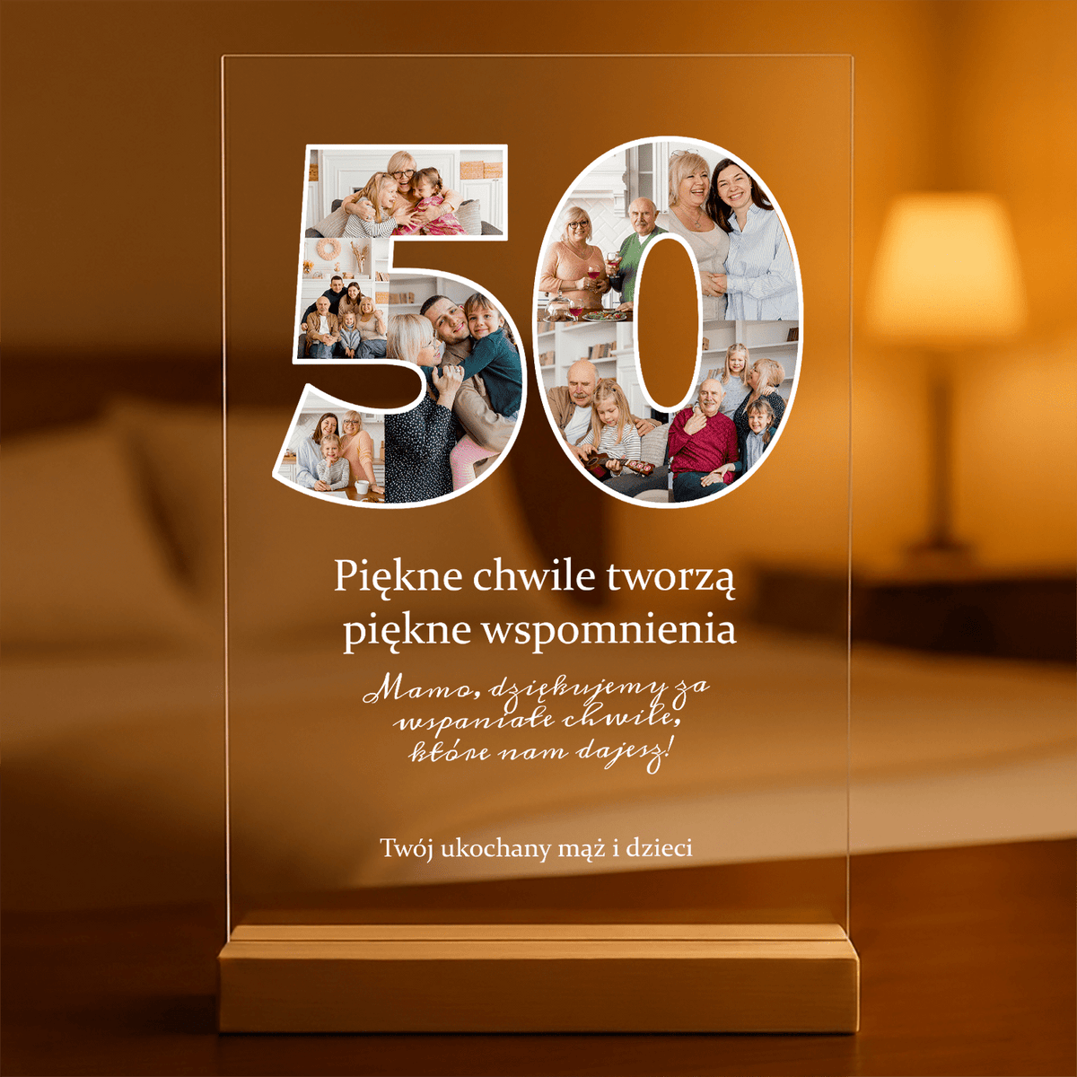 50 urodziny - Druk na szkle, spersonalizowany prezent dla mamy - idamell.com