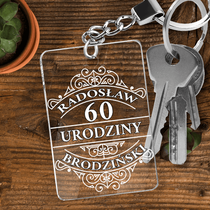60. urodziny - brelok do kluczy, spersonalizowany prezent dla niego - idamell.com