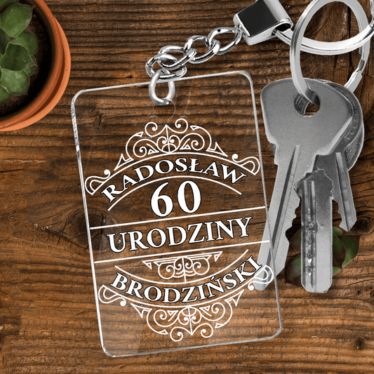 60. urodziny - brelok do kluczy, spersonalizowany prezent dla niego - idamell.com