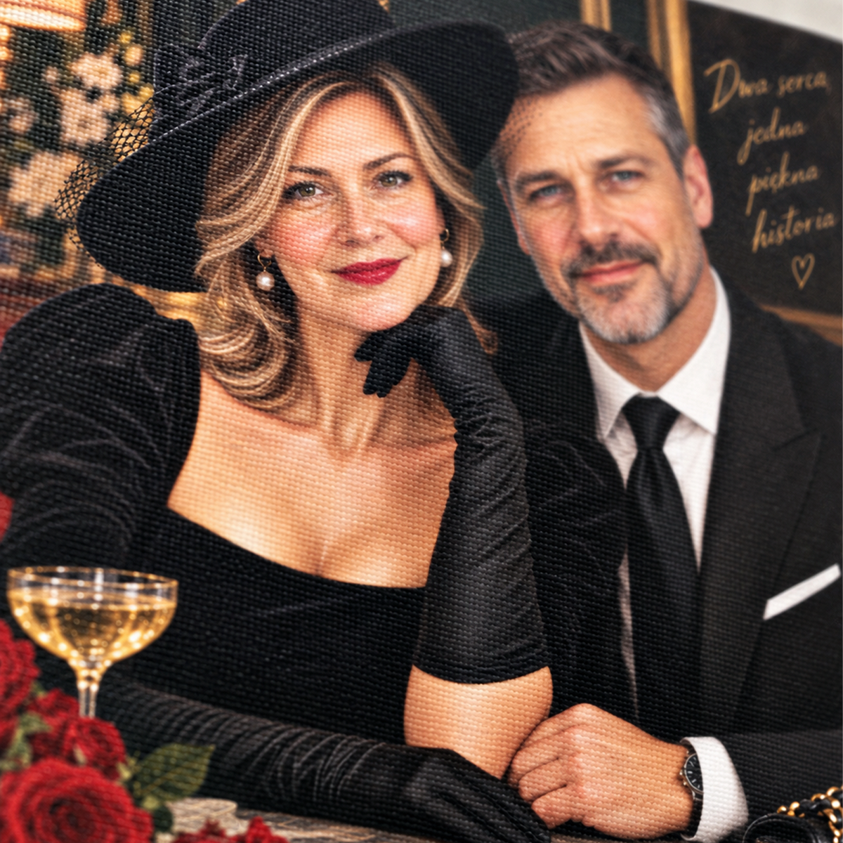 Portret ze zdjęcia na płótnie Elegancka para — prezent dla pary