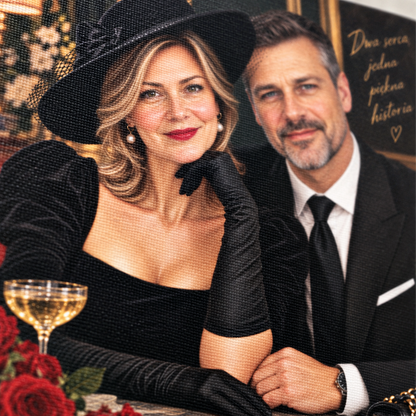 Portret ze zdjęcia na płótnie Elegancka para — prezent dla pary