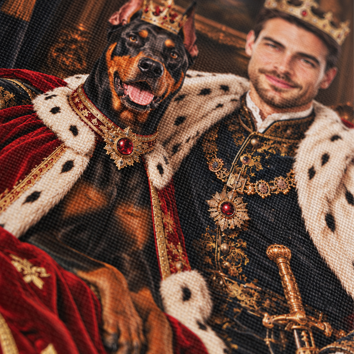 Portret ze zdjęcia na płótnie Królewski portret z psem — prezent dla chłopaka