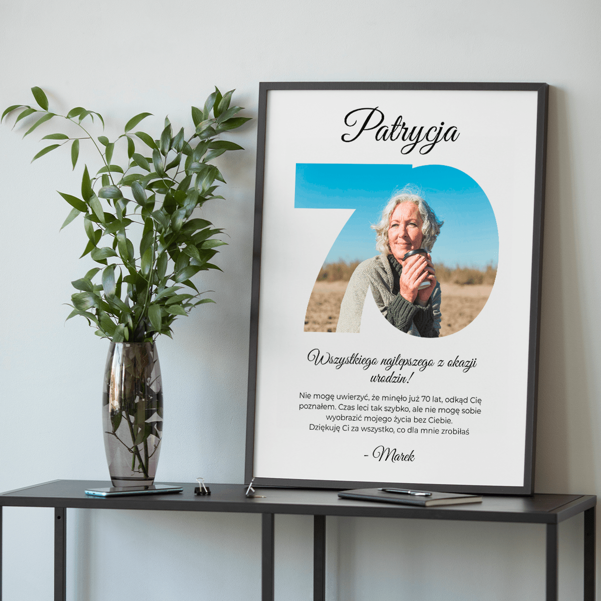 70 lat minęło - plakat, spersonalizowany prezent dla kobiety - idamell.com