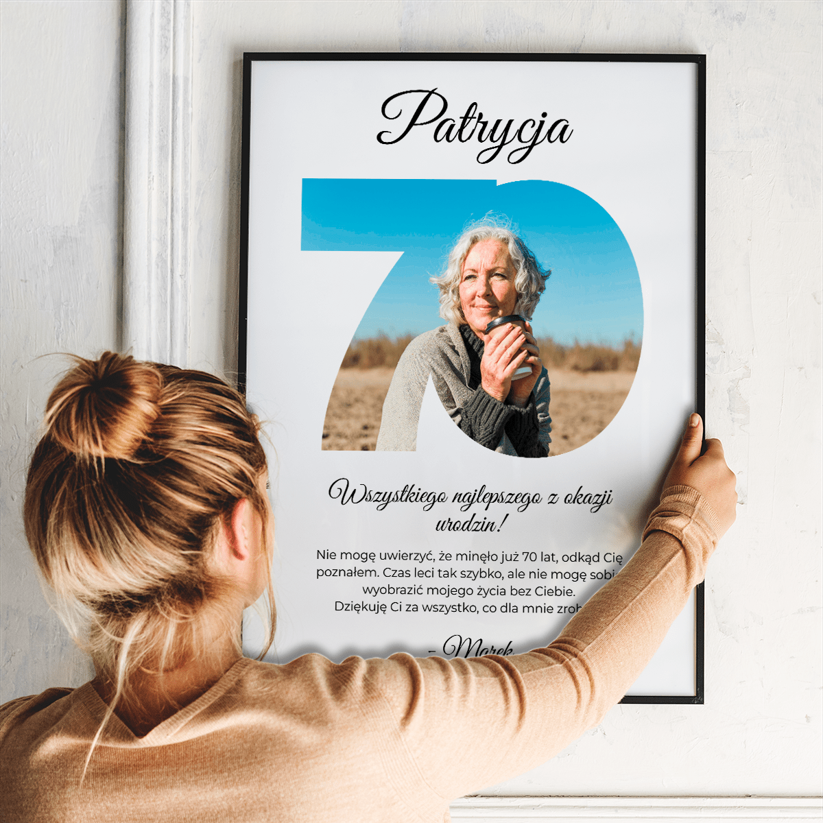 70 lat minęło - plakat, spersonalizowany prezent dla kobiety - idamell.com