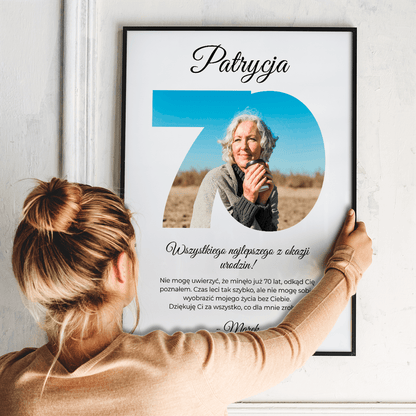 70 lat minęło - plakat, spersonalizowany prezent dla kobiety - idamell.com