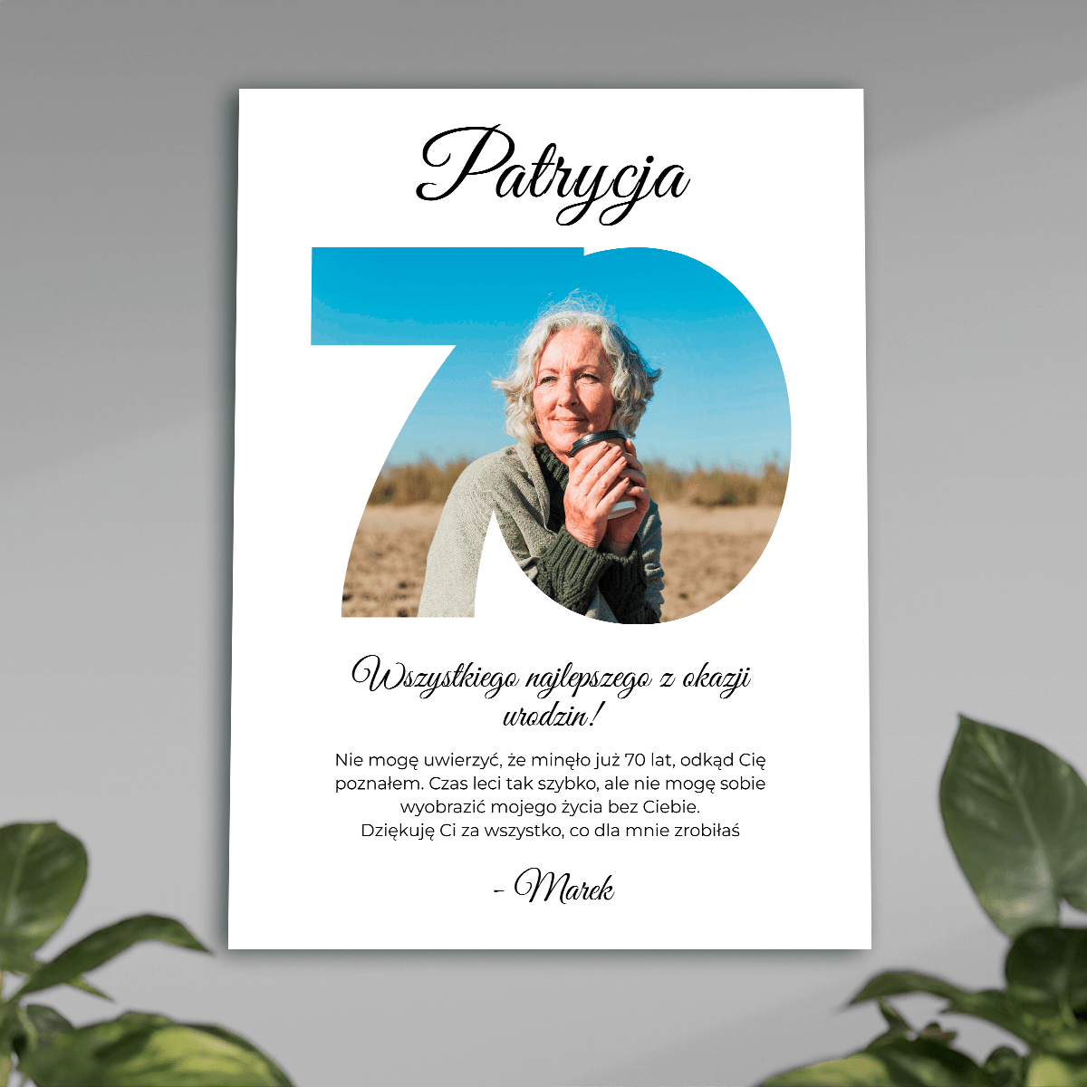 70 lat minęło - plakat, spersonalizowany prezent dla kobiety - idamell.com