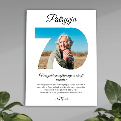 70 lat minęło - plakat, spersonalizowany prezent dla kobiety - idamell.com