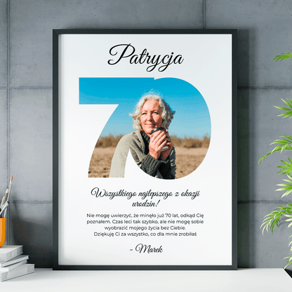 70 lat minęło - plakat, spersonalizowany prezent dla kobiety - idamell.com