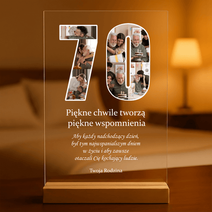 70. urodziny - Druk na szkle, spersonalizowany prezent - idamell.com