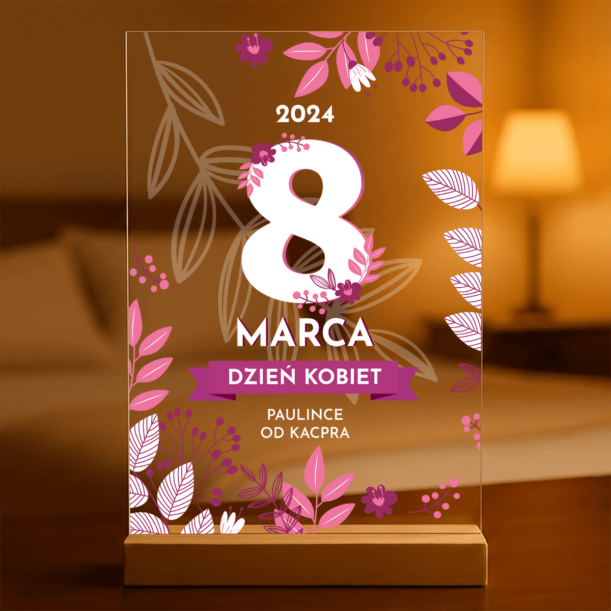 8 marca Dzień Kobiet - Druk na szkle, spersonalizowany prezent dla niej - idamell.com