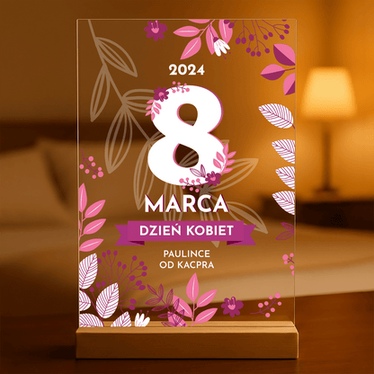 8 marca Dzień Kobiet - Druk na szkle, spersonalizowany prezent dla niej - idamell.com