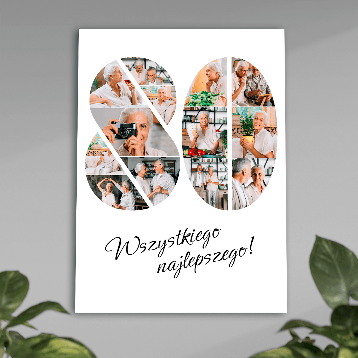 80 lat kolaż - plakat, spersonalizowany prezent dla kobiety - idamell.com