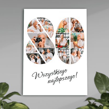 80 lat kolaż - plakat, spersonalizowany prezent dla kobiety - idamell.com