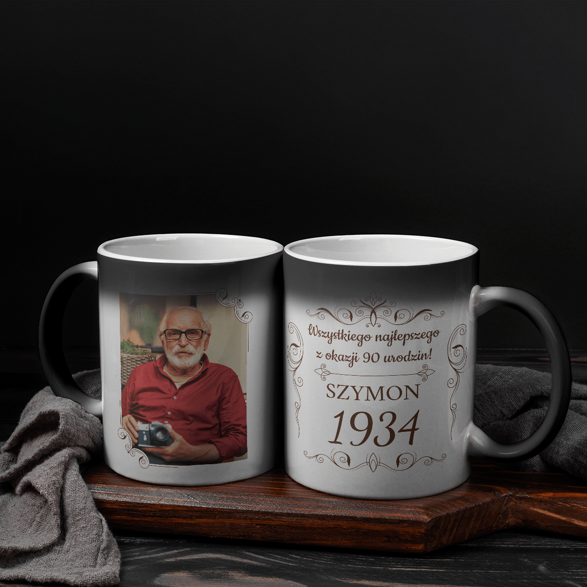 90. urodziny dziadka - 1x Kubek magiczny z nadrukiem, spersonalizowany prezent dla dziadka - idamell.com