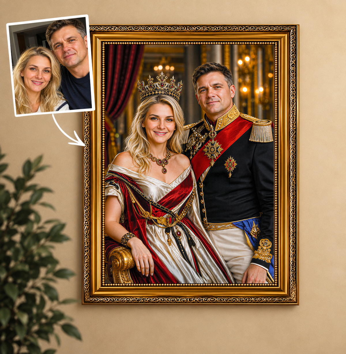 Portret ze zdjęcia na płótnie Królewska para — prezent dla pary