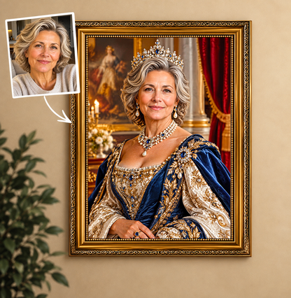 Portret ze zdjęcia na płótnie Babcia niczym królowa — prezent dla babci