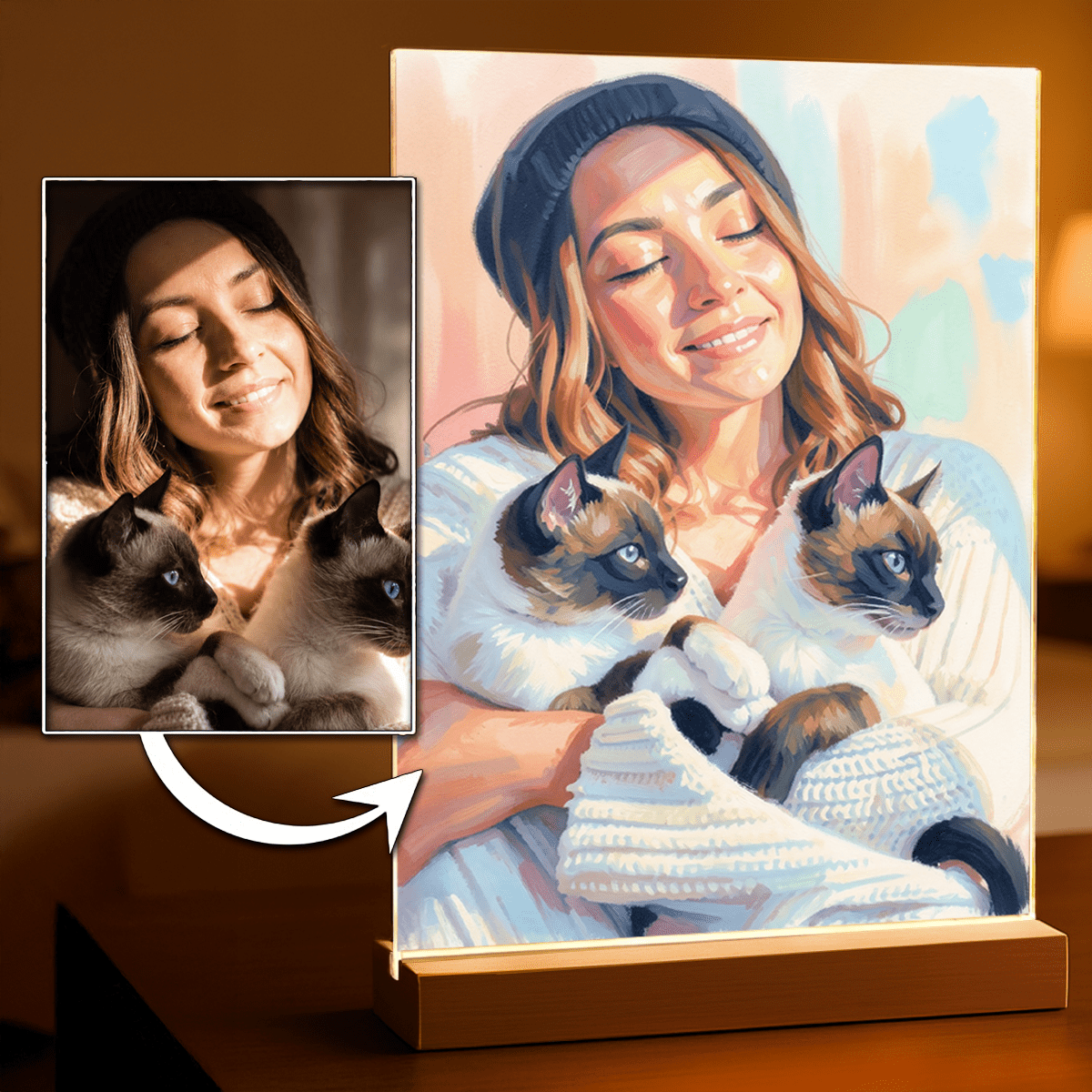 Abstrakcyjny portret - Druk na szkle, spersonalizowany prezent - idamell.com