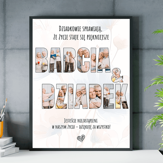 BABCIA & DZIADEK - plakat, spersonalizowany prezent dla dziadków - idamell.com