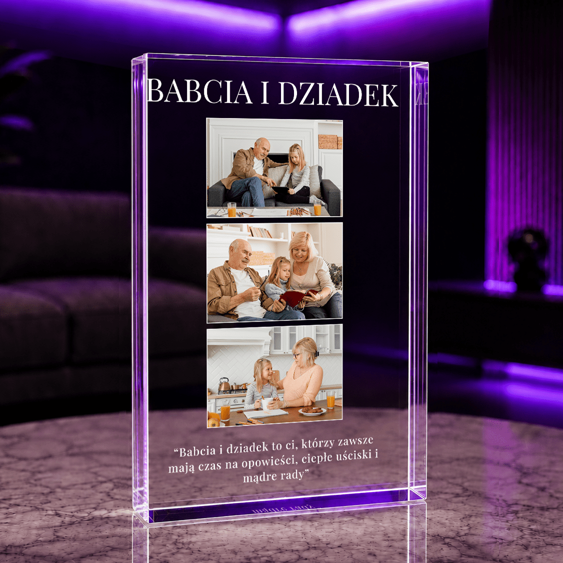 Babcia i dziadek 3 zdjęcia - Druk na szkle, spersonalizowany prezent dla dziadków - idamell.com
