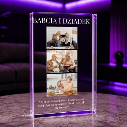 Babcia i dziadek 3 zdjęcia - Druk na szkle, spersonalizowany prezent dla dziadków - idamell.com