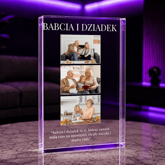 Babcia i dziadek 3 zdjęcia - Druk na szkle, spersonalizowany prezent dla dziadków - idamell.com