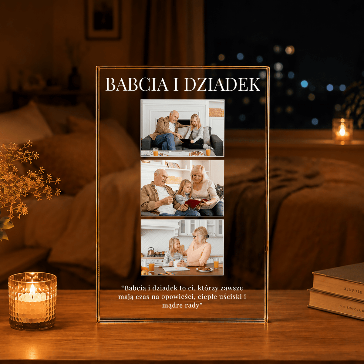 Babcia i dziadek 3 zdjęcia - Druk na szkle, spersonalizowany prezent dla dziadków - idamell.com