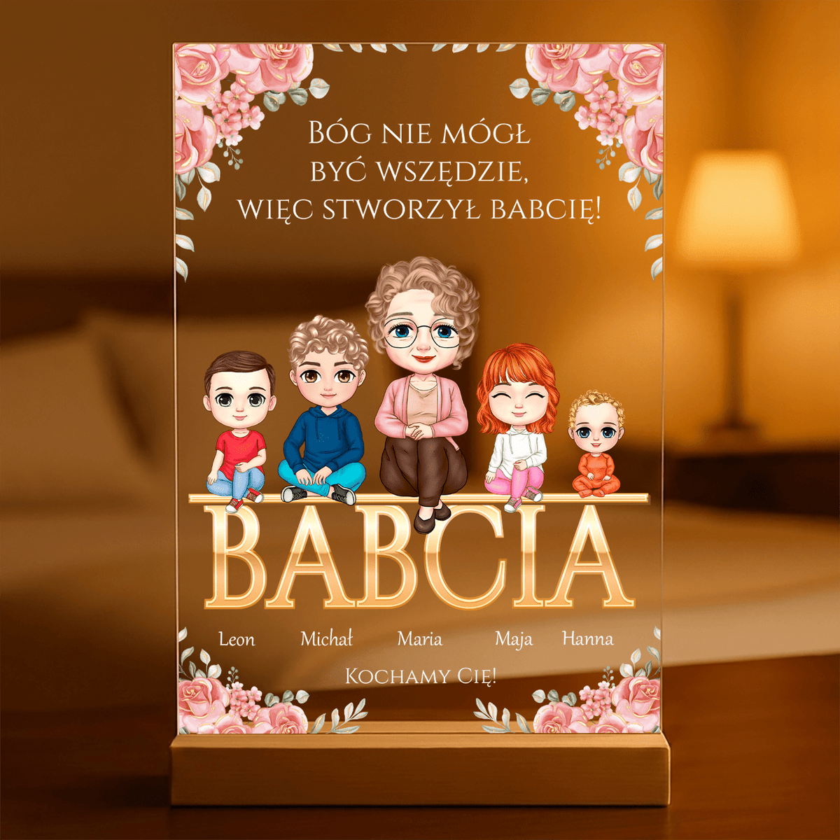 Babcia i wnuki Clipart - Druk na szkle, spersonalizowany prezent dla babci - idamell.com