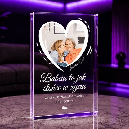 Babcia jak słońce - Druk na szkle, spersonalizowany prezent dla babci - idamell.com