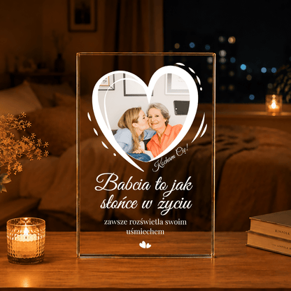 Babcia jak słońce - Druk na szkle, spersonalizowany prezent dla babci - idamell.com