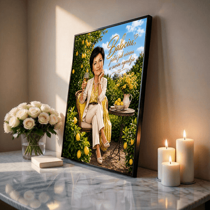 Babcia jak wiosna Ilustracja - plakat, spersonalizowany prezent dla babci - idamell.com
