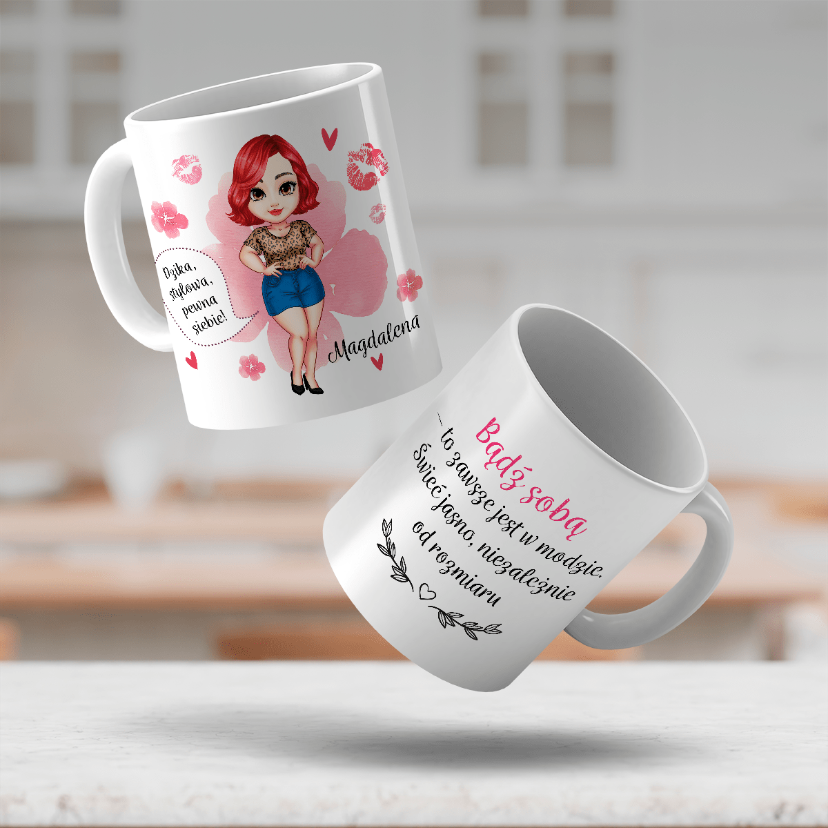 Bądź sobą Clipart - 1x Kubek z nadrukiem, spersonalizowany prezent dla niej - idamell.com