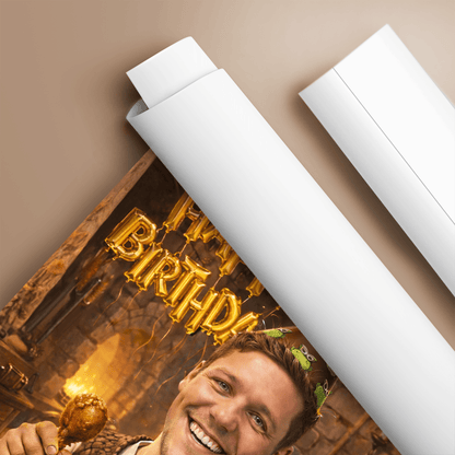 Bajkowe urodziny ilustracja - plakat, spersonalizowany prezent na urodziny - idamell.com