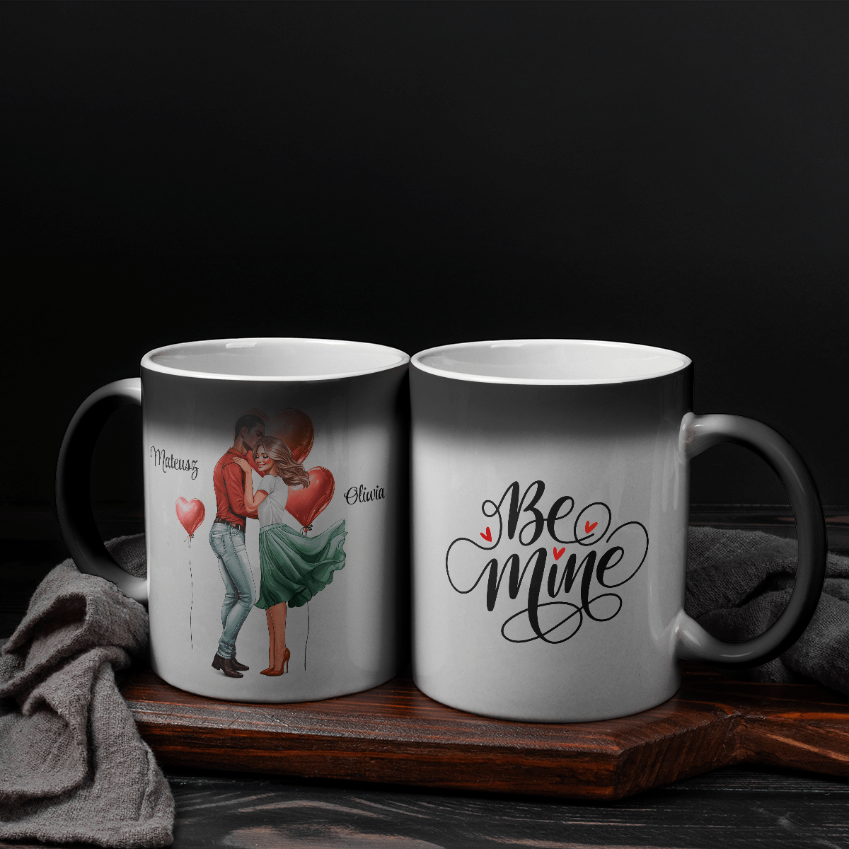 Be mine Clipart - 1x Kubek magiczny z nadrukiem, spersonalizowany prezent dla niej - idamell.com