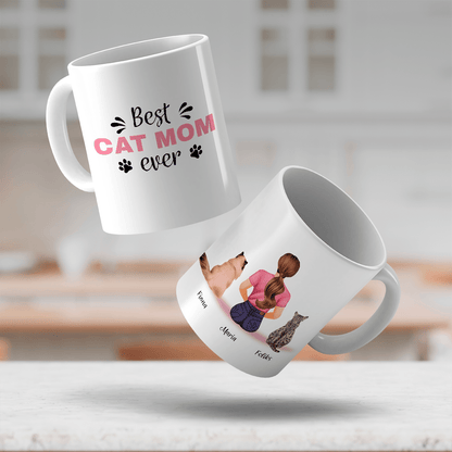 Best cat mom - 1x Kubek z nadrukiem, spersonalizowany prezent dla miłośnika kotów - idamell.com