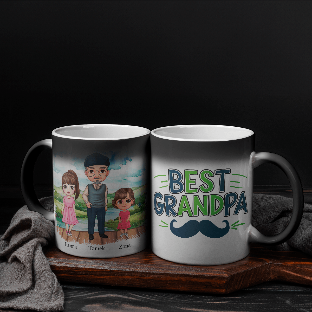 Best Grandpa - 1x Kubek magiczny z nadrukiem, spersonalizowany prezent dla dziadka - idamell.com