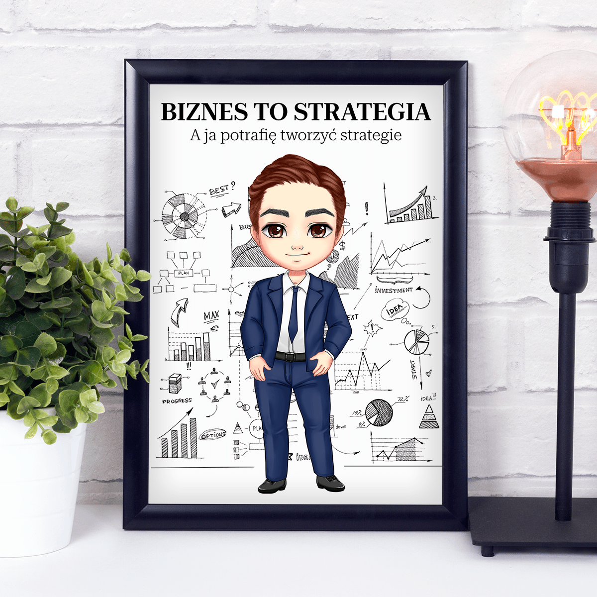 Biznes to strategia Clipart - Druk na szkle, spersonalizowany prezent dla niego - idamell.com